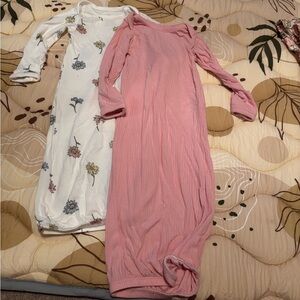Floral White and Pink newborn Sleep gowns